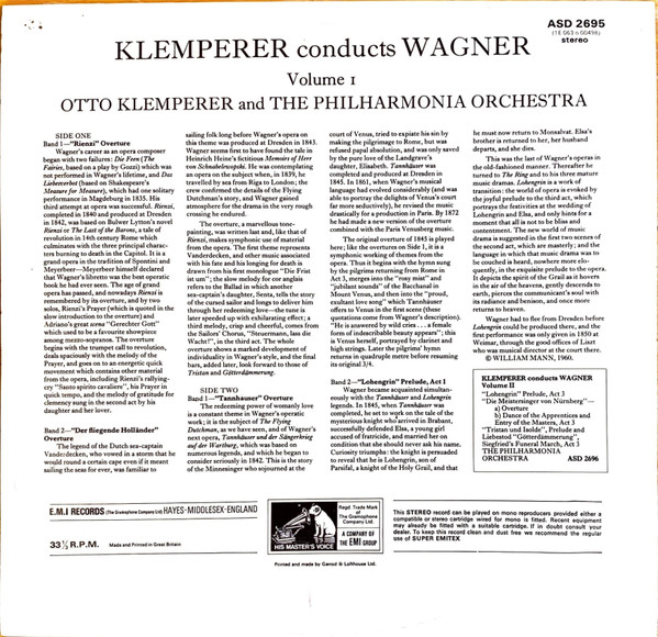 Klemperer Conducts Wagner &bull; Volume 1