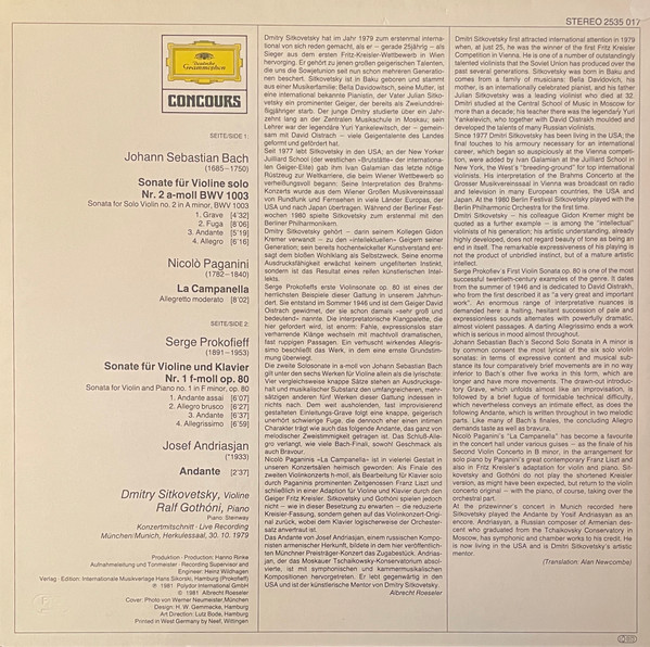 J.S. Bach, Paganini, Prokofieff, Andriasjan