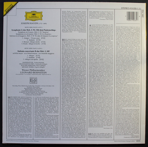 Symphonie No.94 &raquo;Mit Dem Paukenschlag &bull; Surprise&laquo; &bull; Sinfonia Concertante