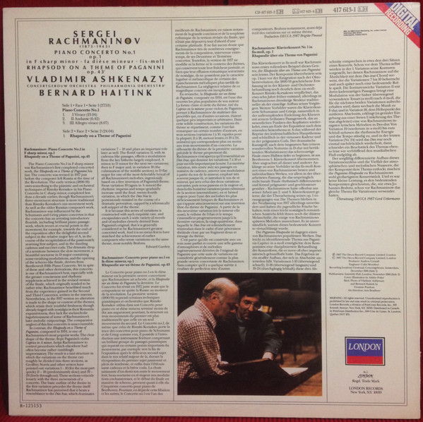 Piano Concerto No. 1 / Rhapsody On A Theme Of Paganini