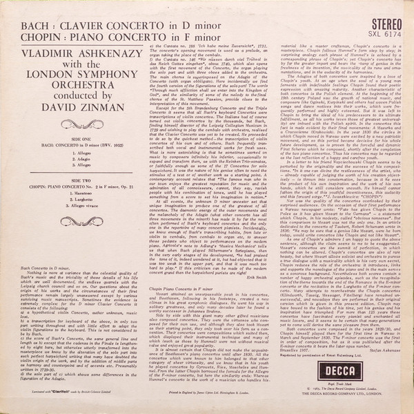 Concerto In D Minor / Piano Concerto No. 2 In F Minor