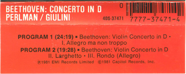 Beethoven Violin Concerto Perlman/Giulini