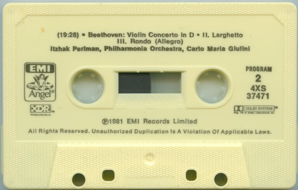 Beethoven Violin Concerto Perlman/Giulini
