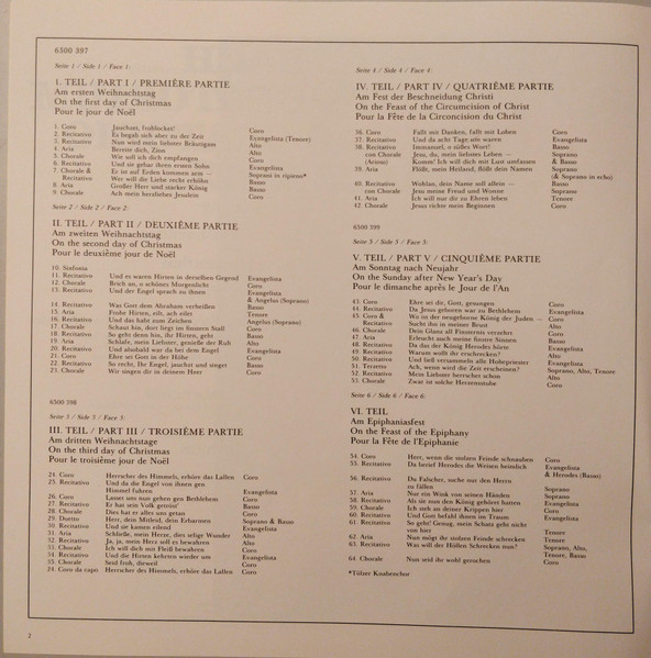 Weihnachts-Oratorium = Christmas Oratorio = Oratorio De No&euml;l