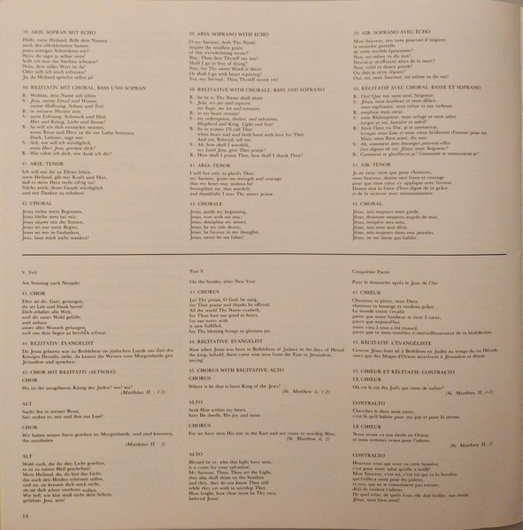 Weihnachts-Oratorium = Christmas Oratorio = Oratorio De No&euml;l