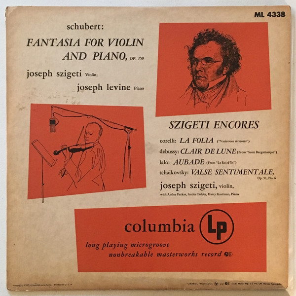Fantasia For Violin And Piano / Szigeti Encores