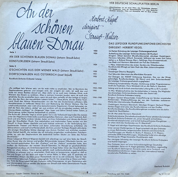 An Der Sch&ouml;nen Blauen Donau - Herbert Kegel Dirigiert Strau&szlig;-Walzer
