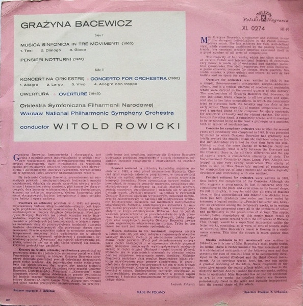 Musica Sinfonica In Tre Movimenti / Pensieri Notturni / Overture / Concerto For Orchestra