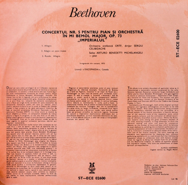 Concerto No.5 For Piano And Orchestra "Emperor"