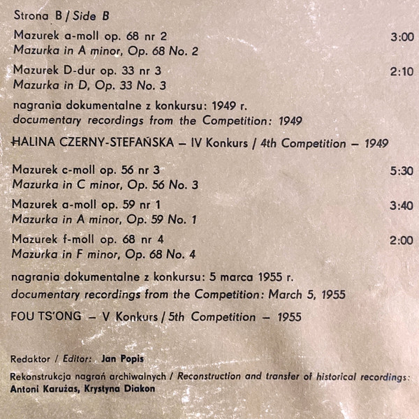 International Chopin Piano Competition: Polish Radio Prizes For The Best Performances Of Mazurkas