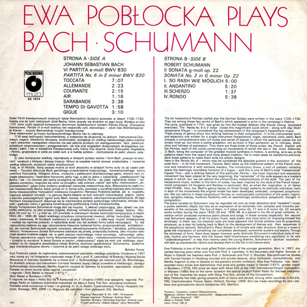 Ewa Pobłocka Plays Bach - Schumann