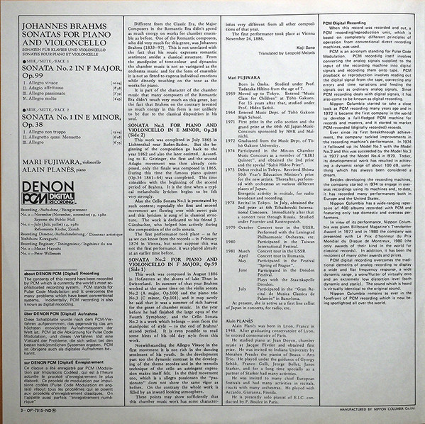 Sonatas For Piano And Violoncello