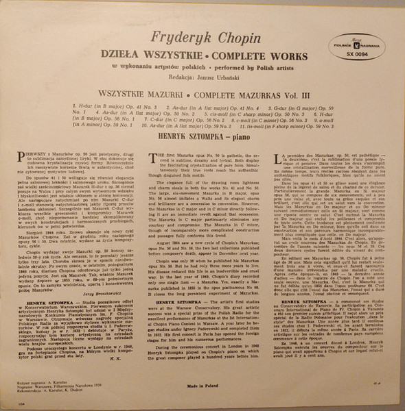 Wszystkie Mazurki = Complete Mazurkas Vol. III